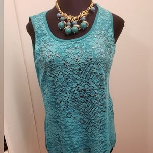 Eloquii Turquoise Scoopneck Sharkbite Top 16W
